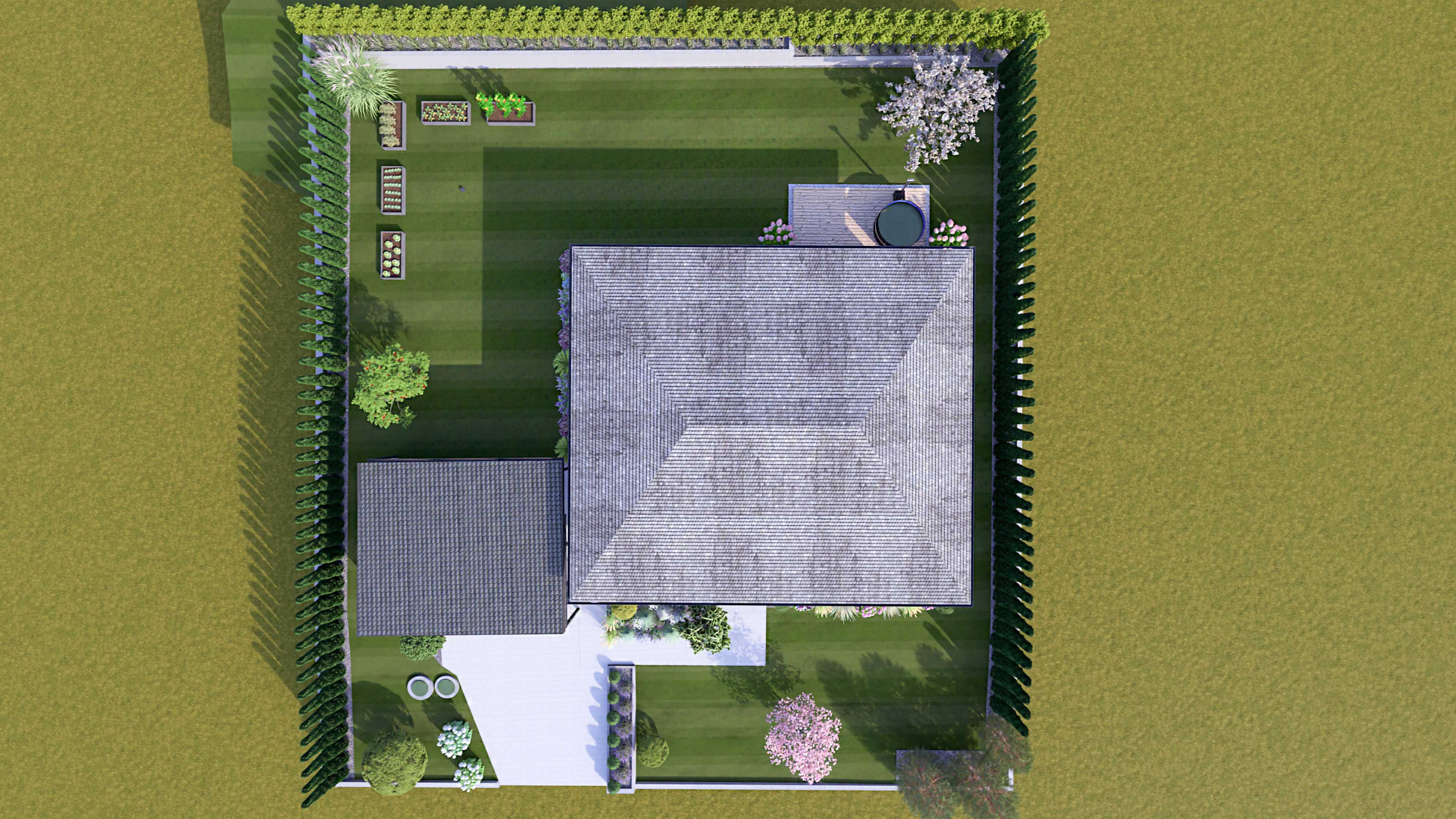 Suprojektuoto sklypo dizaino 3D modelis