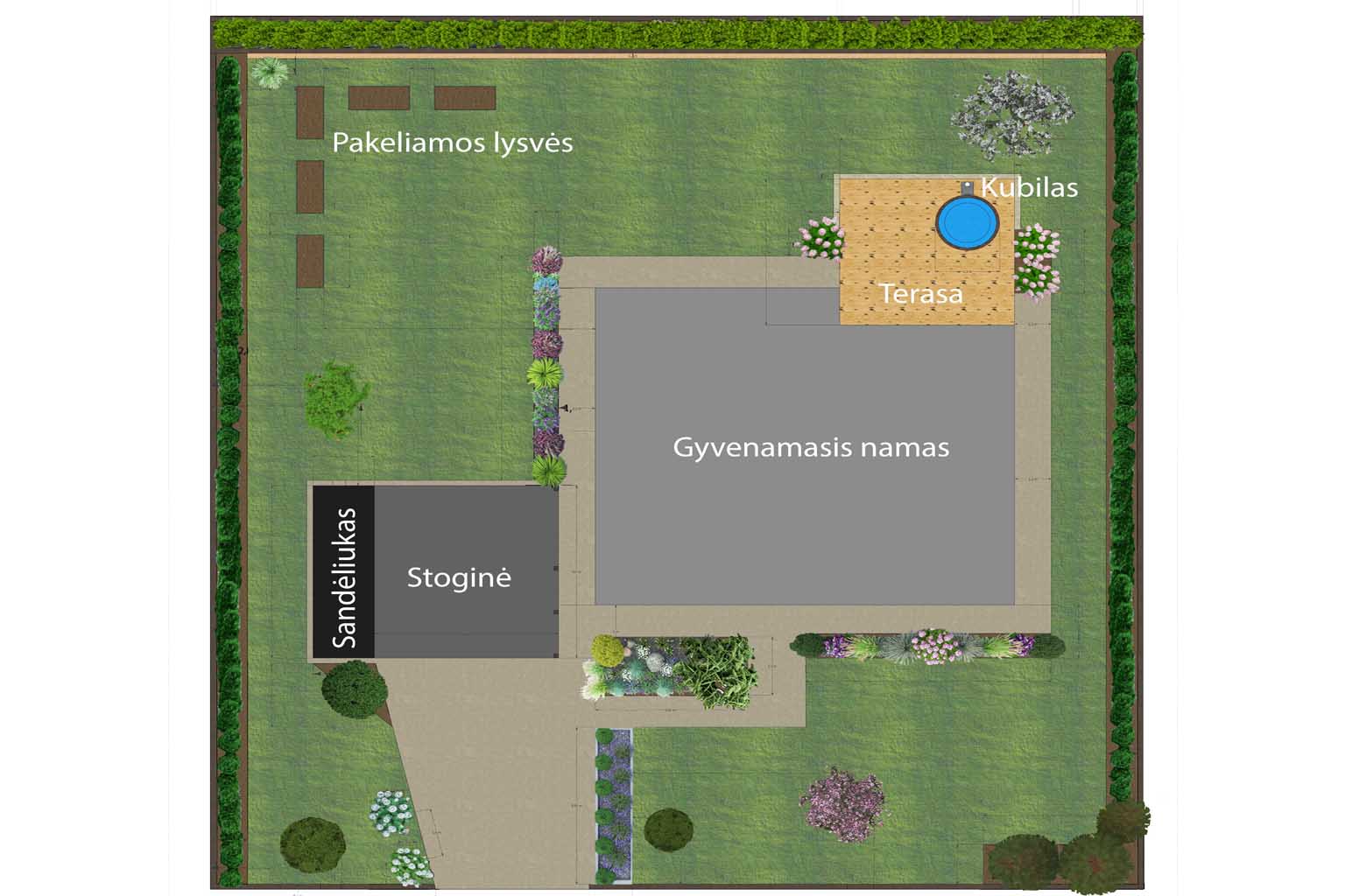Sklypo zonavimo ir apželdinimo sprendiniai