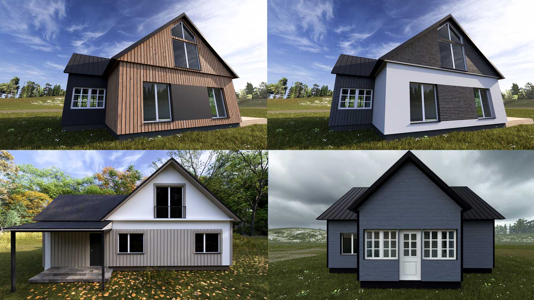 Fasado variantų 3D vizualizacijos